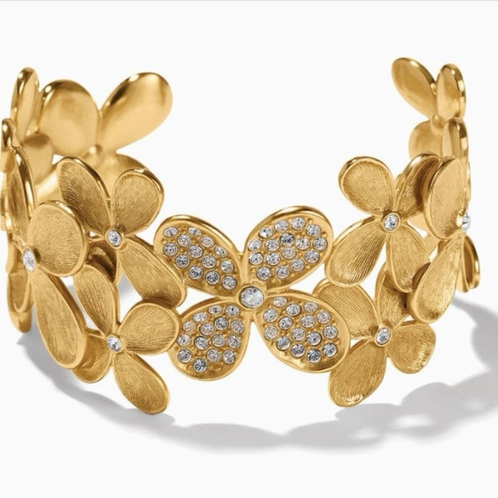 Brighton NWT Everbloom Petals silver gold plated cuff bracelet